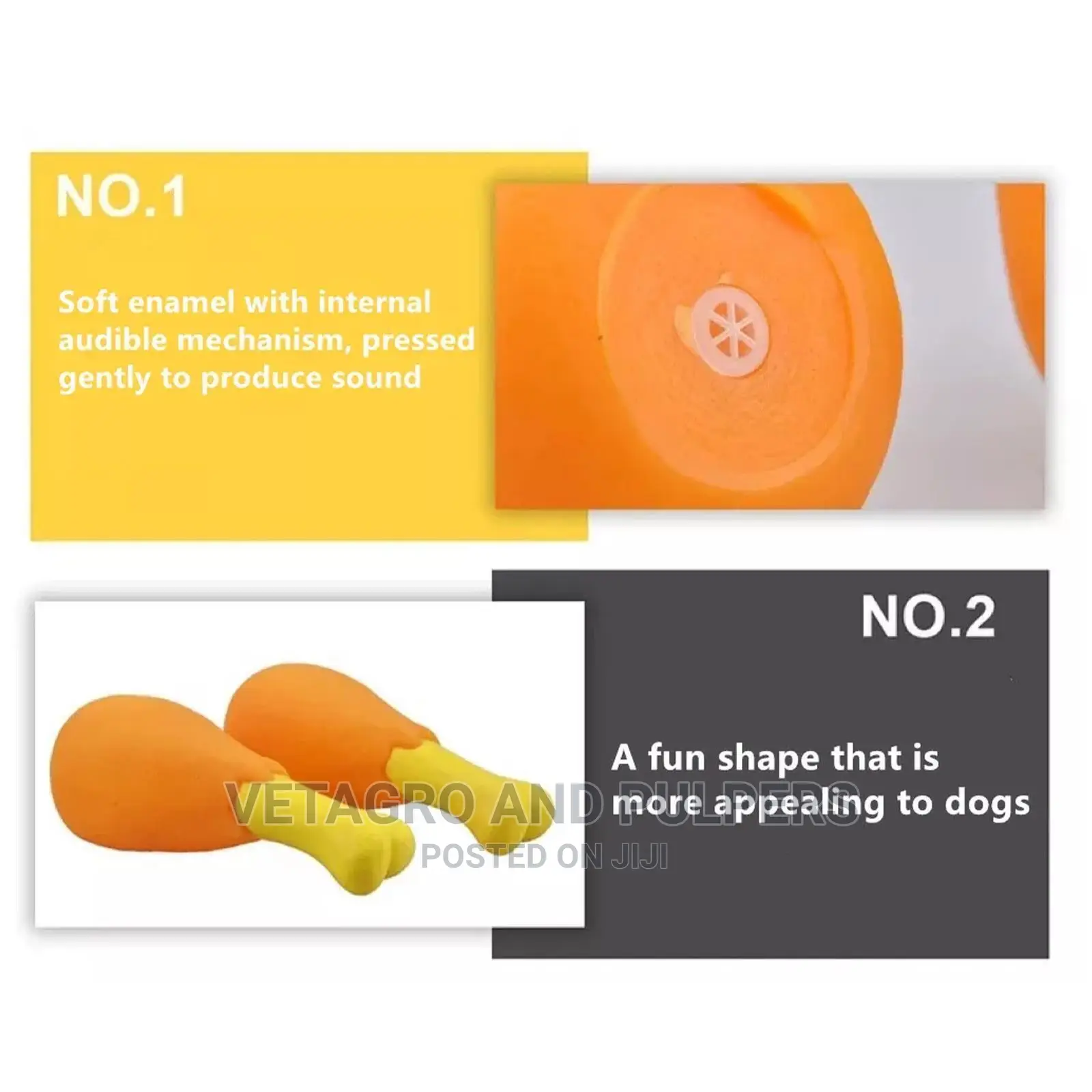 SQUEAKY Dog Toy Chicken Bone Shaped Toys Strong Silicone