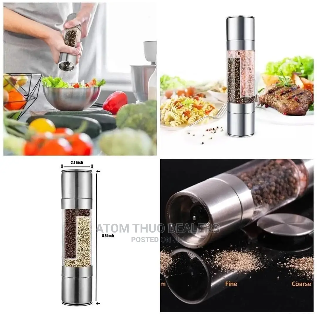 Salt and Pepper Glass Twist Gride Dispenser 2 in 1