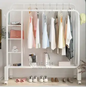 Double Pole Cloth Rack With Wheels
Material 'Metal'