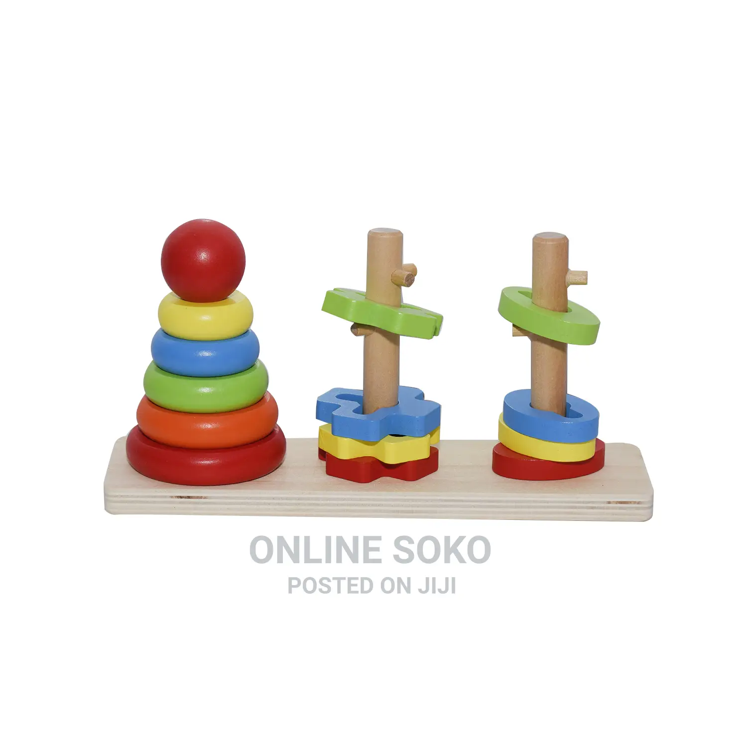 Kids Rainbow Three Column Stacking Tower Educational Toy