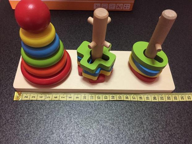 Kids Rainbow Three Column Stacking Tower Educational Toy - thumbnail 3