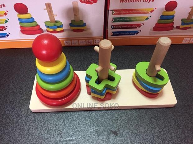 Kids Rainbow Three Column Stacking Tower Educational Toy - thumbnail 5