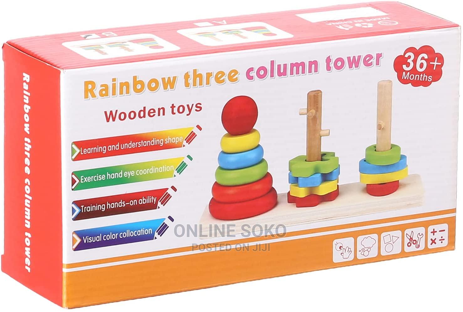 Kids Rainbow Three Column Stacking Tower Educational Toy in Nairobi