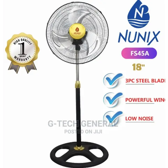 Nunix Top Quality Free Standing Fan With Steel Blade 18"