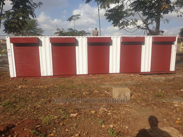 40ft Container Shops With White Body and Blue Doors. - thumbnail 4