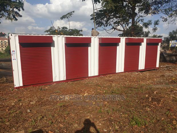 40ft Container Shops With White Body and Blue Doors. - thumbnail 5