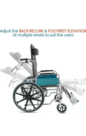 Reclining Foldable Steel Wheelchair 18" Seat, User 100kg