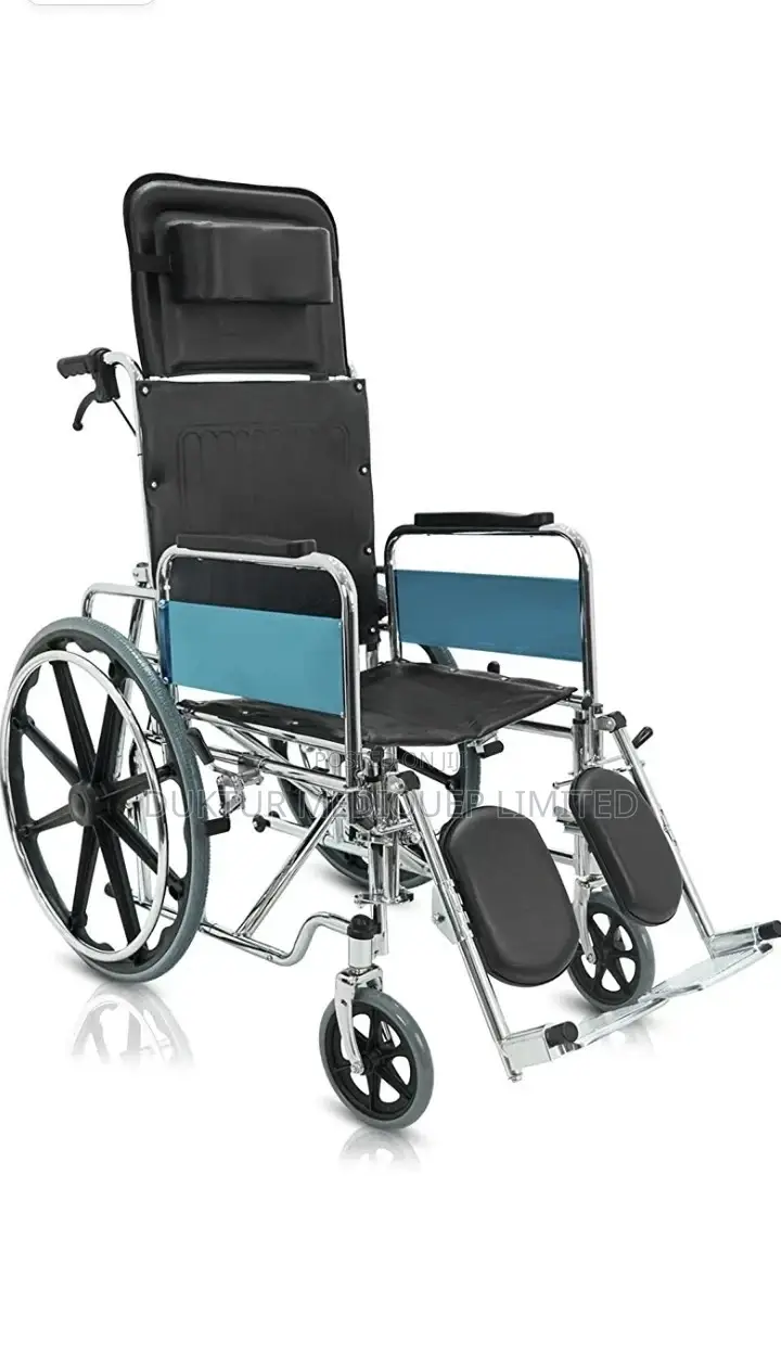 Reclining Foldable Steel Wheelchair 18" Seat, User 100kg