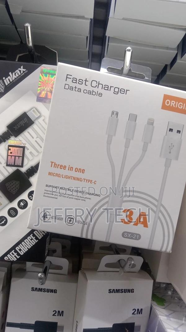 Nylon 3 in 1 Fast Charging Cable for Type-C, Micro and Iphon - main view
