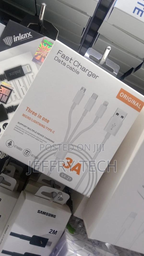 Nylon 3 in 1 Fast Charging Cable for Type-C, Micro and Iphon - thumbnail 2