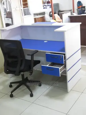 Modern Blue and White 1.4m Reception Desk