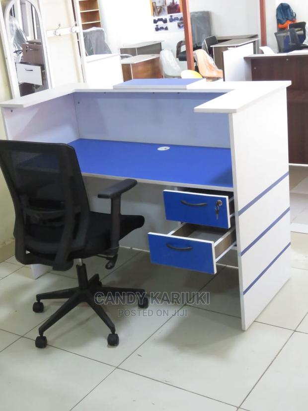 Modern Blue and White 1.4m Reception Desk