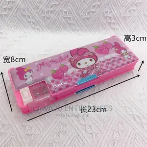 Cartoon Themed Pencil Pouch With Two Sharpeners