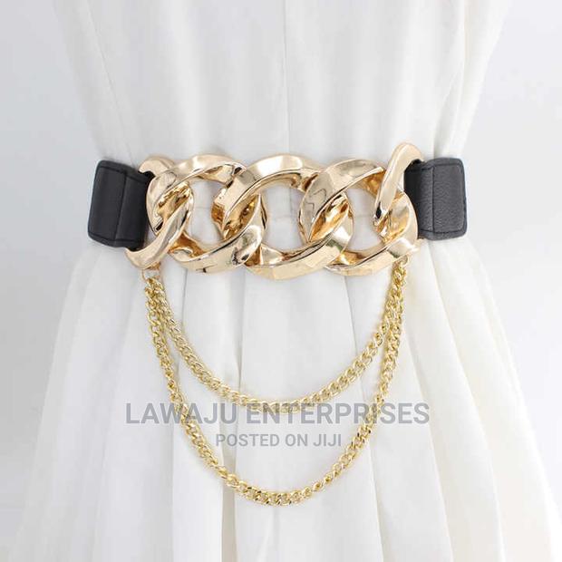 Double Layer Gold Chain Elastic Metal Waist Belts for Women