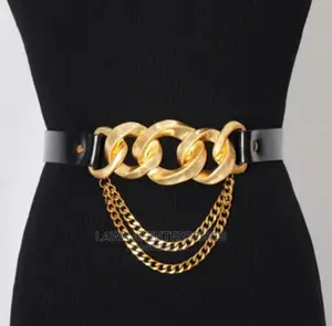 Double Layer Gold Chain Elastic Metal Waist Belts for Women