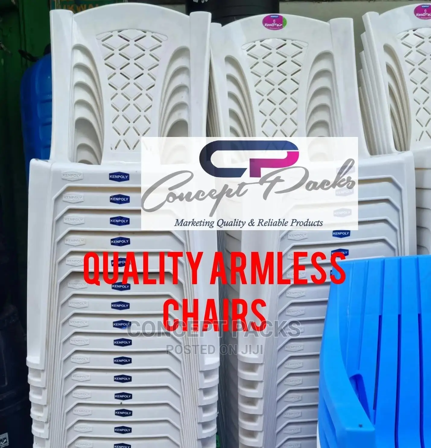 Kenpoly Chair (Armless) White in Nairobi Central Furniture, Concept