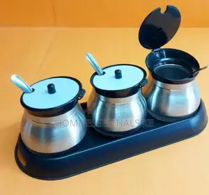 3pcs Glass Sugar Dish 250ml With Tray