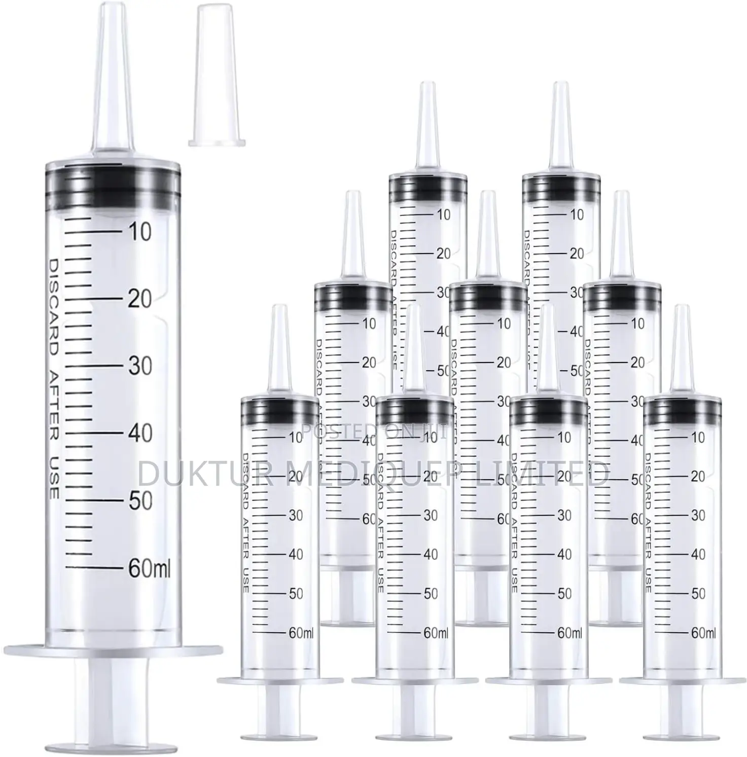 1pc 60ml/Cc Syringe With Catheter Tip