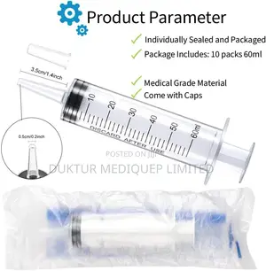 1pc 60ml/Cc Syringe With Catheter Tip