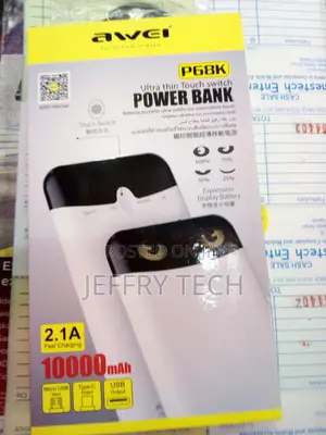 AWEI P68K 10000mah Ultra Thin Touch Switch Powerbank