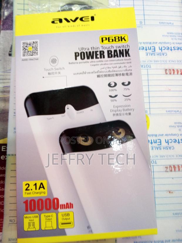 AWEI P68K 10000mah Ultra Thin Touch Switch Powerbank - thumbnail 2