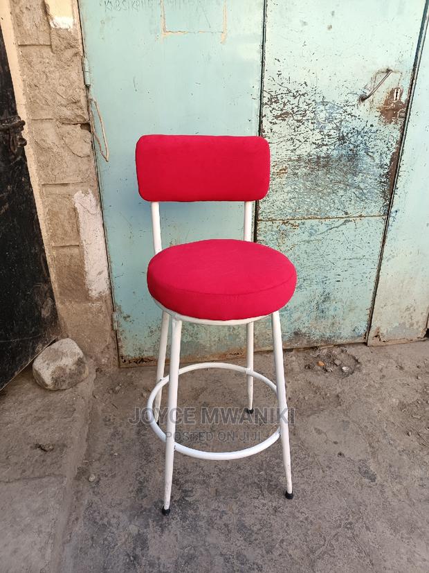 Red and White High Stool. - main view