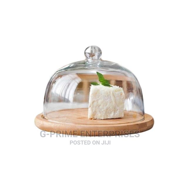 Glass Cake Cover With Bamboo Base