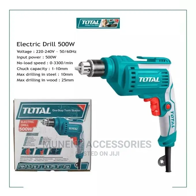 Total 500W Electric Corded Drill 10mm Chuck With Reverse