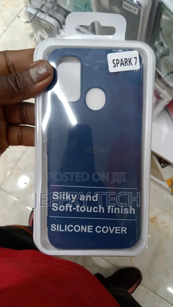 Tecno Spark 7 Silicone Slim Back Cover Case, Blue Black + - main view
