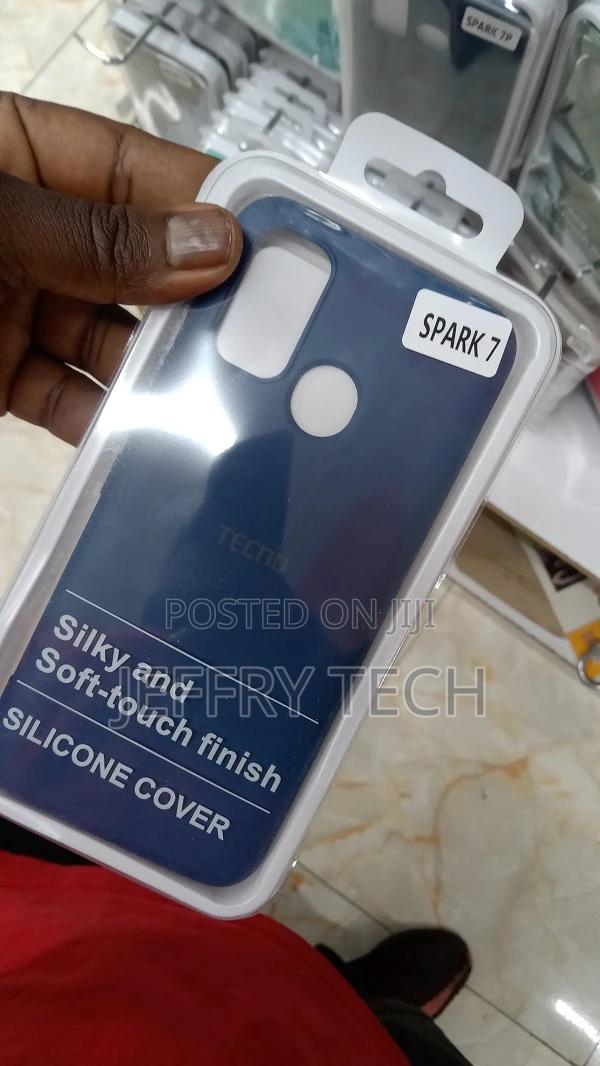 Tecno Spark 7 Silicone Slim Back Cover Case, Blue Black + - thumbnail 2