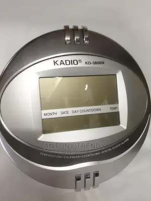 Kadio KD-3806N Wall Mount Digital Clock With Large LCD Displ