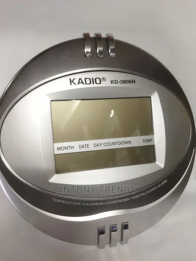 Kadio KD-3806N Wall Mount Digital Clock With Large LCD Displ