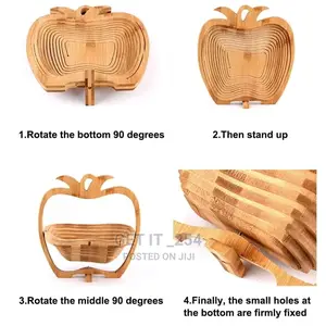 90° Rotational Collapsible Bamboo Fruit Basket
