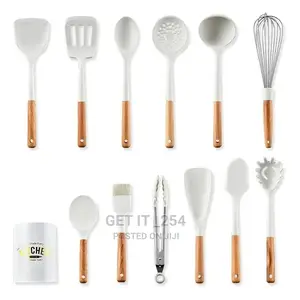 12pcs Silicone Spoon Set With a Metallic Stand