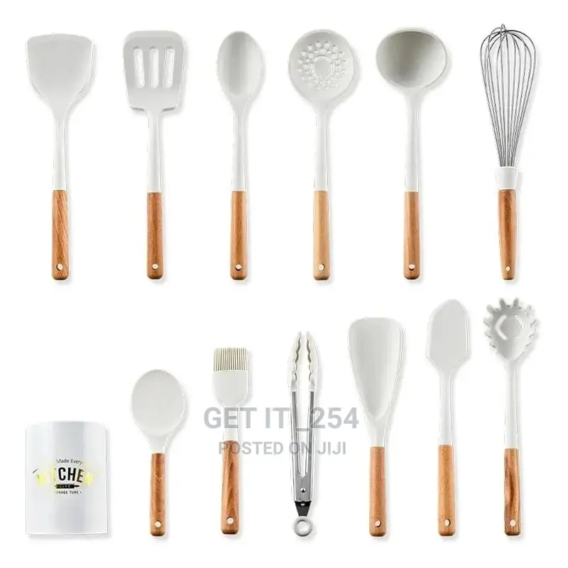 12pcs Silicone Spoon Set With a Metallic Stand