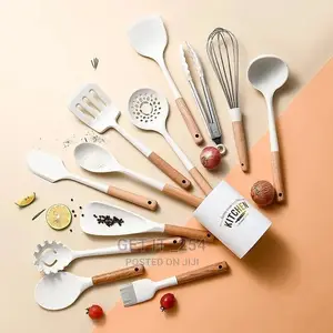12pcs Silicone Spoon Set With a Metallic Stand