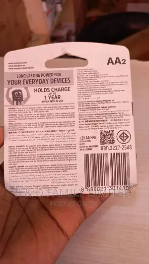 Energizer Rechargeable AA Batteries One Pair