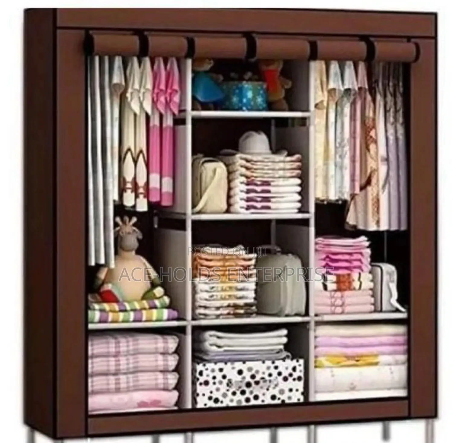 Portable Solid Wood Wardrobe Cloth Rack