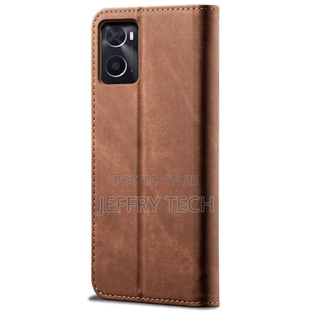 Realme 9i Case, Retro Denim Leather Flip Wallet Stand Case C - thumbnail 3