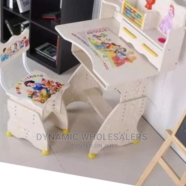 **"Generic Cartoon Themed Wooden Kids Study Table + Chair.