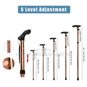 Walking Cane/ Stick 5-level Adjustable Height Non-slip Base