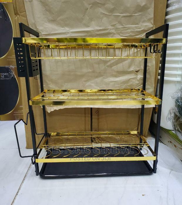 3tier Kitchen Dish Rack-Gold Black - thumbnail 3