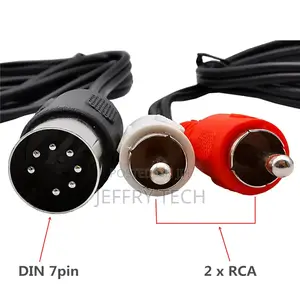 7pin DIN Male MIDI Cable to 2 Dual RCA Male Plug Audio Cable
