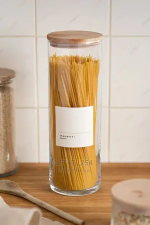 Glass Spaghetti Jar With Bamboo Lid