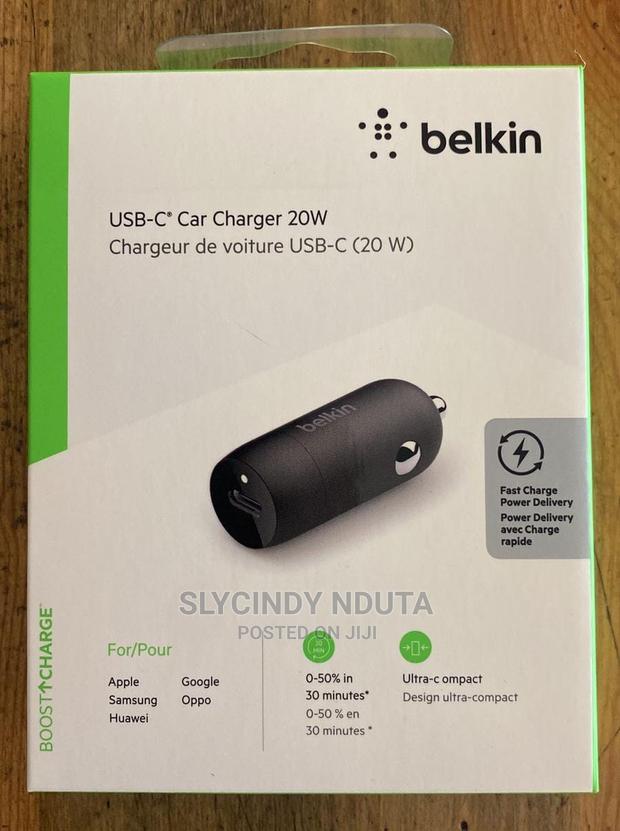 Belkin 20W PD USB-C Standalone Car Charger (Black)