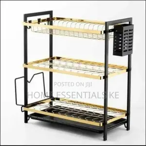 3tier Kitchen Dish Rack-Gold Black