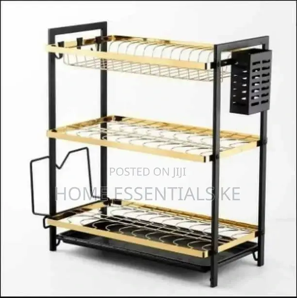 3tier Kitchen Dish Rack-Gold Black