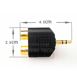 Stereo Audio Male Plug to 2 RCA Female Jack Y 3.5mm Adapter