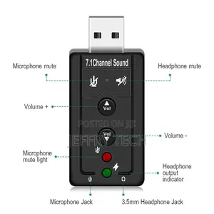 7.1 External USB Sound Card Stereo Microphone Speaker Headph