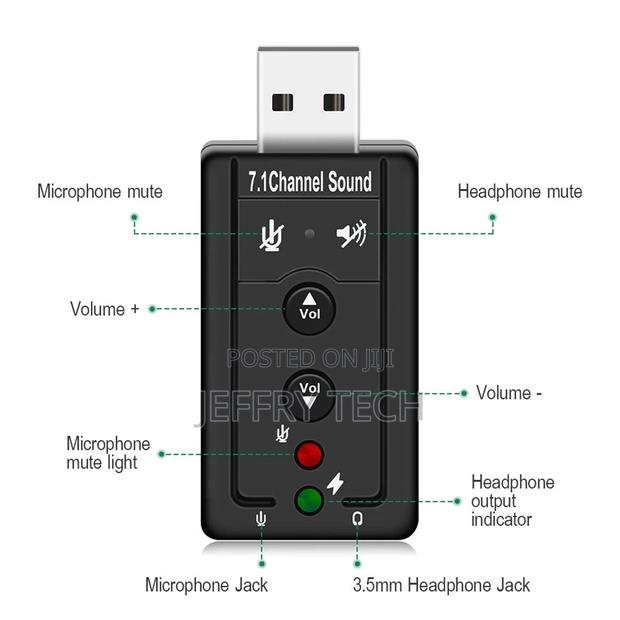 7.1 External USB Sound Card Stereo Microphone Speaker Headph - thumbnail 2